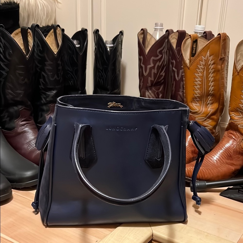 Longchamp Navy blue Leather & Suede Penelope Bag